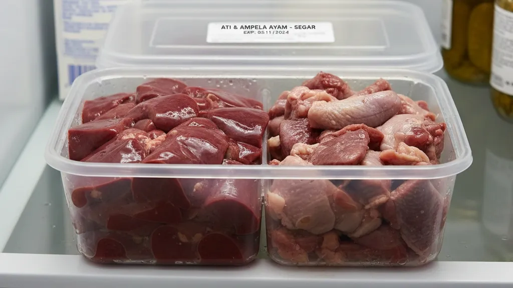 Cara Menyimpan Ati Ampela di Kulkas (c) Ilustrasi AI