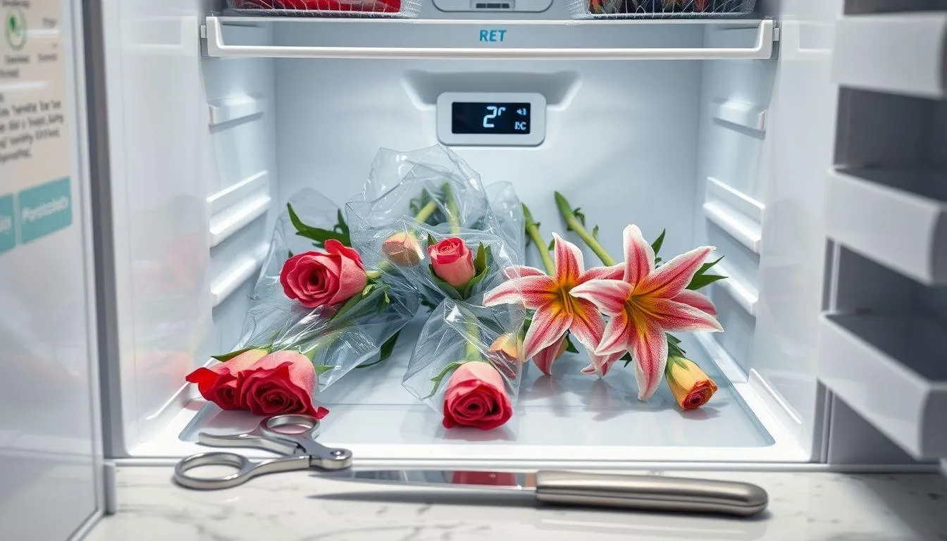 Cara Menyimpan Bunga di Kulkas (c) Ilustrasi AI