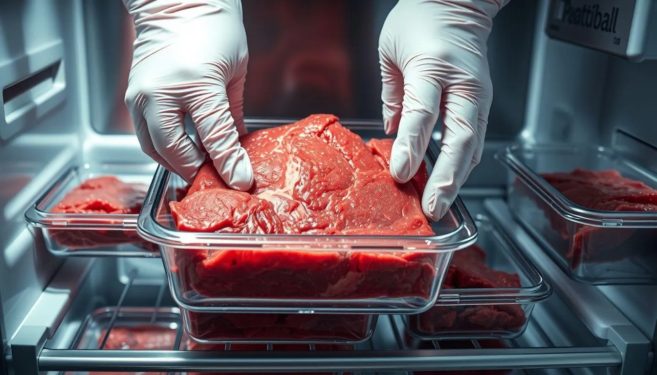 Cara Menyimpan Daging di Kulkas yang Benar (c) Ilustrasi AI
