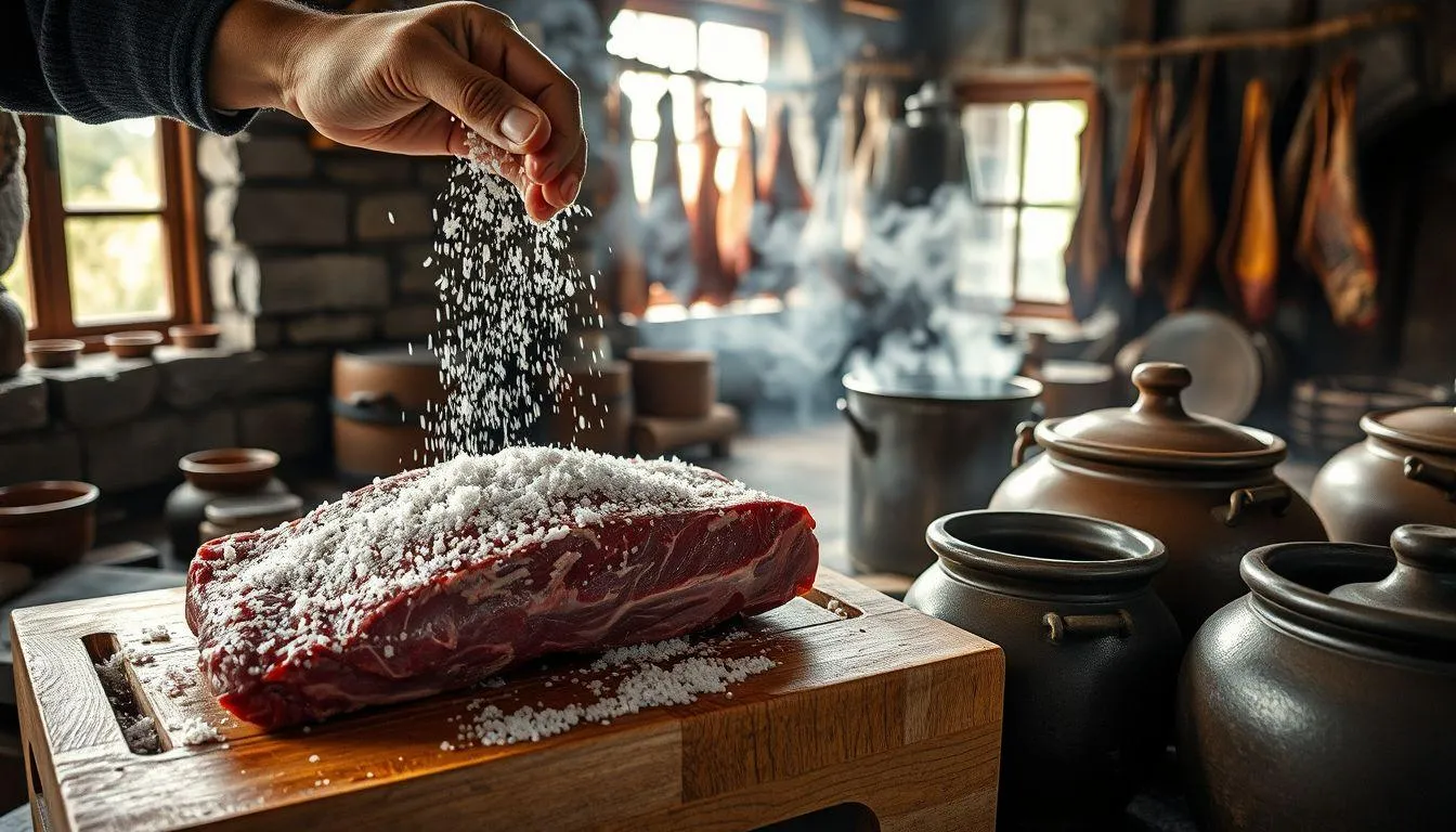 Metode Pengasinan dan Pengasapan Daging (c) Ilustrasi AI
