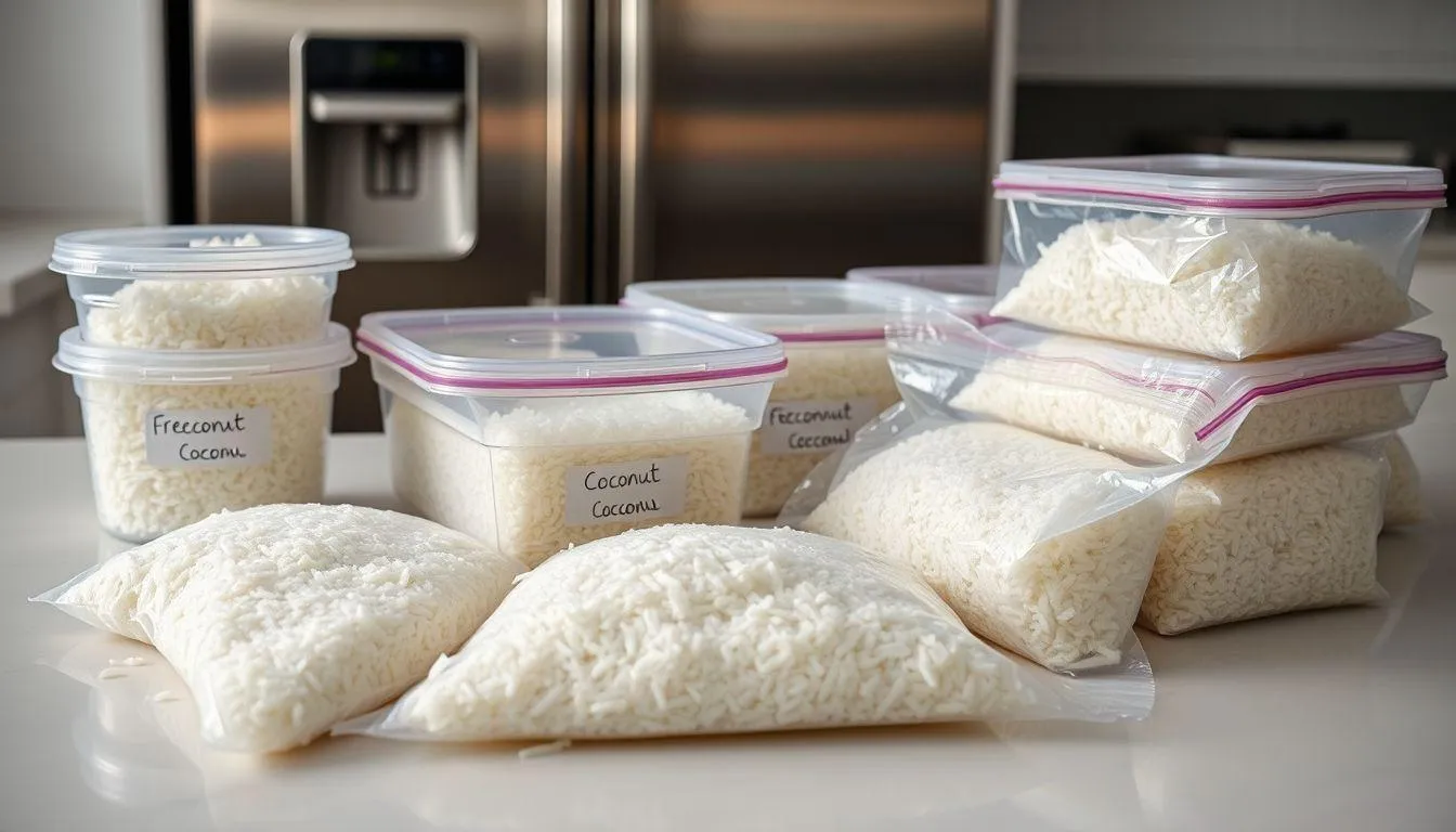 Cara Menyimpan Kelapa Parut di Freezer (c) Ilustrasi AI