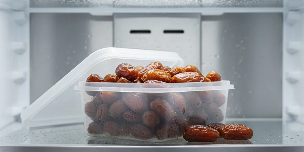 Cara Menyimpan Kurma di Kulkas (c) Ilustrasi AI