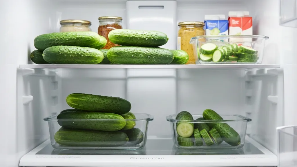 Cara Menyimpan Timun di Kulkas (c) Ilustrasi AI
