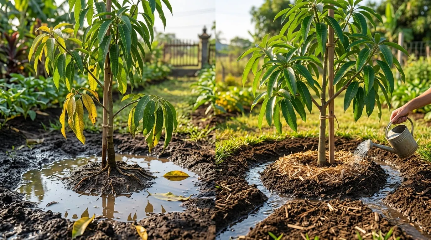Pengaturan Sistem Drainase dan Intensitas Penyiraman. Foto: AI Generated
