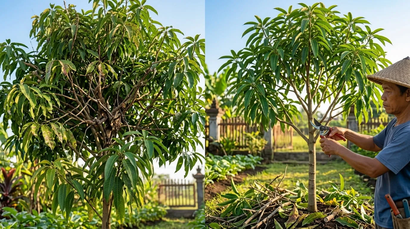 Pemangkasan Pemeliharaan (Pruning) Tajuk Tanaman. Foto: AI Generated