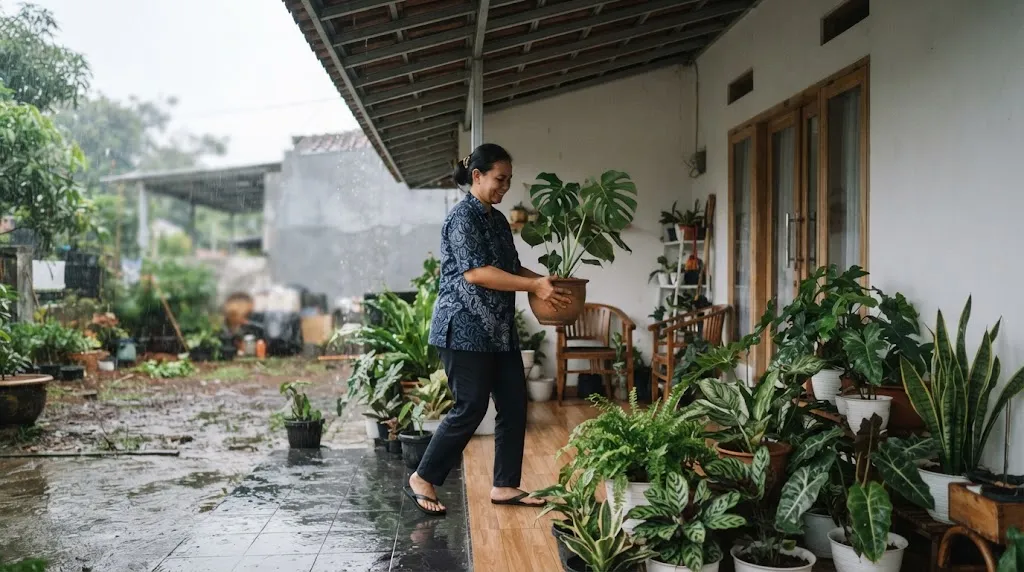 Pemindahan Lokasi Tanaman Pot Secara Berkala. (AI Generated)