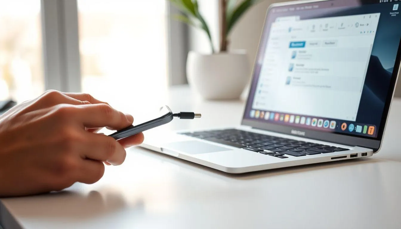 Menggunakan Kabel USB (credit:Image by AI)