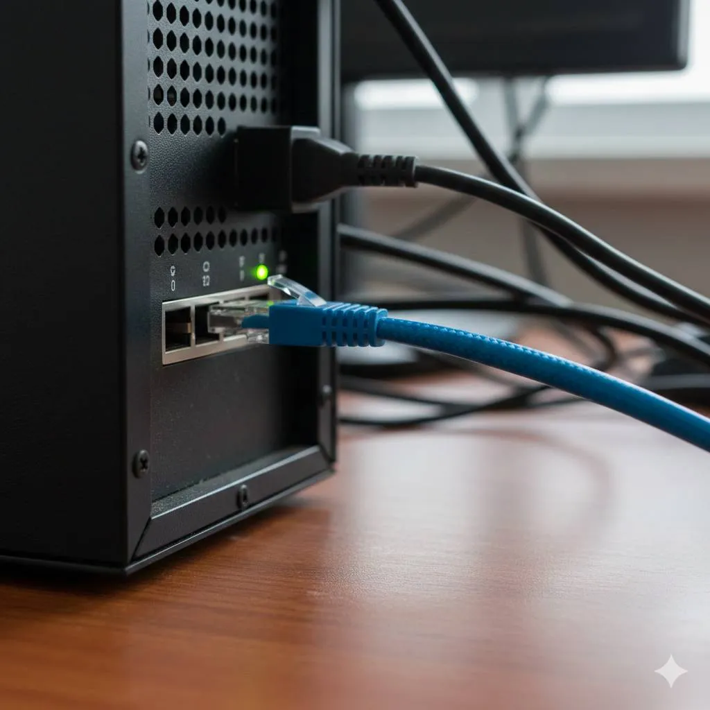 Pengertian Sharing Data Melalui Kabel LAN (c) Ilustrasi AI