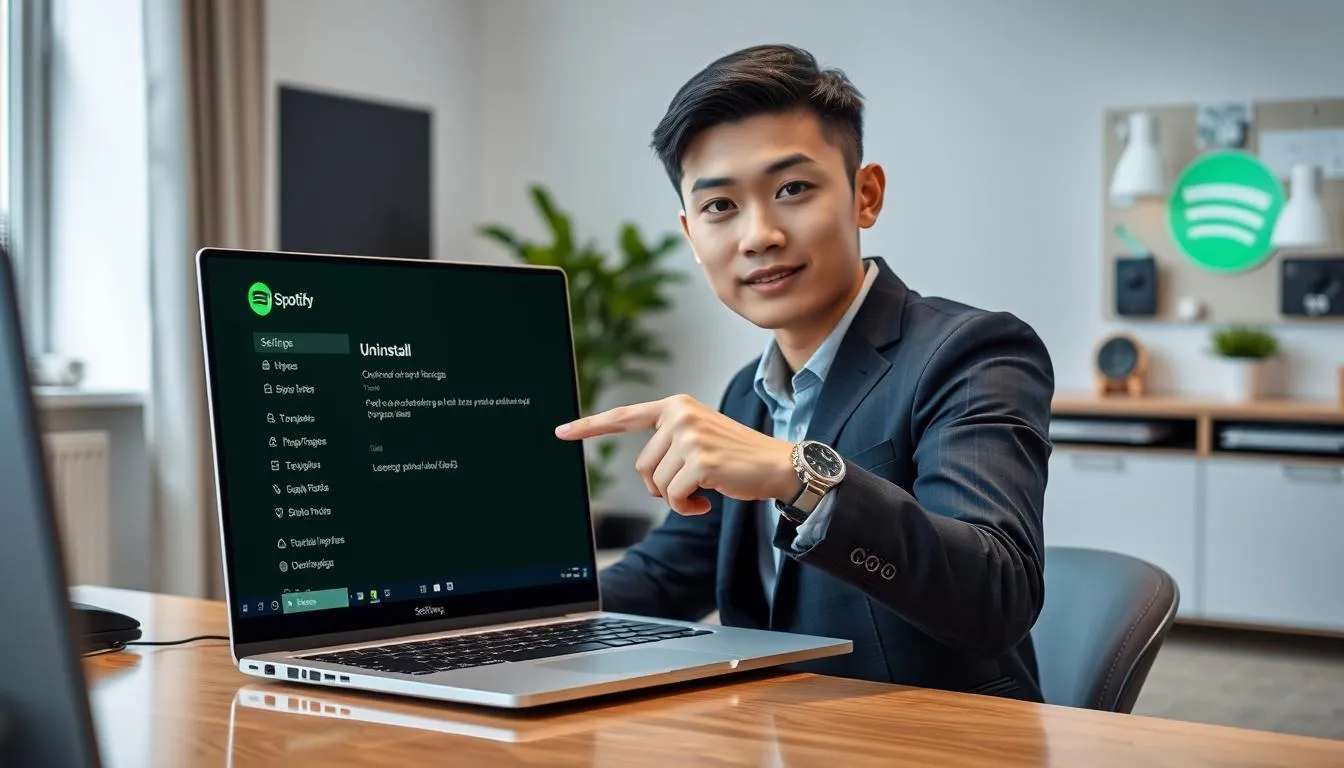 Cara Uninstall Spotify Melalui Settings Windows (c) Ilustrasi AI