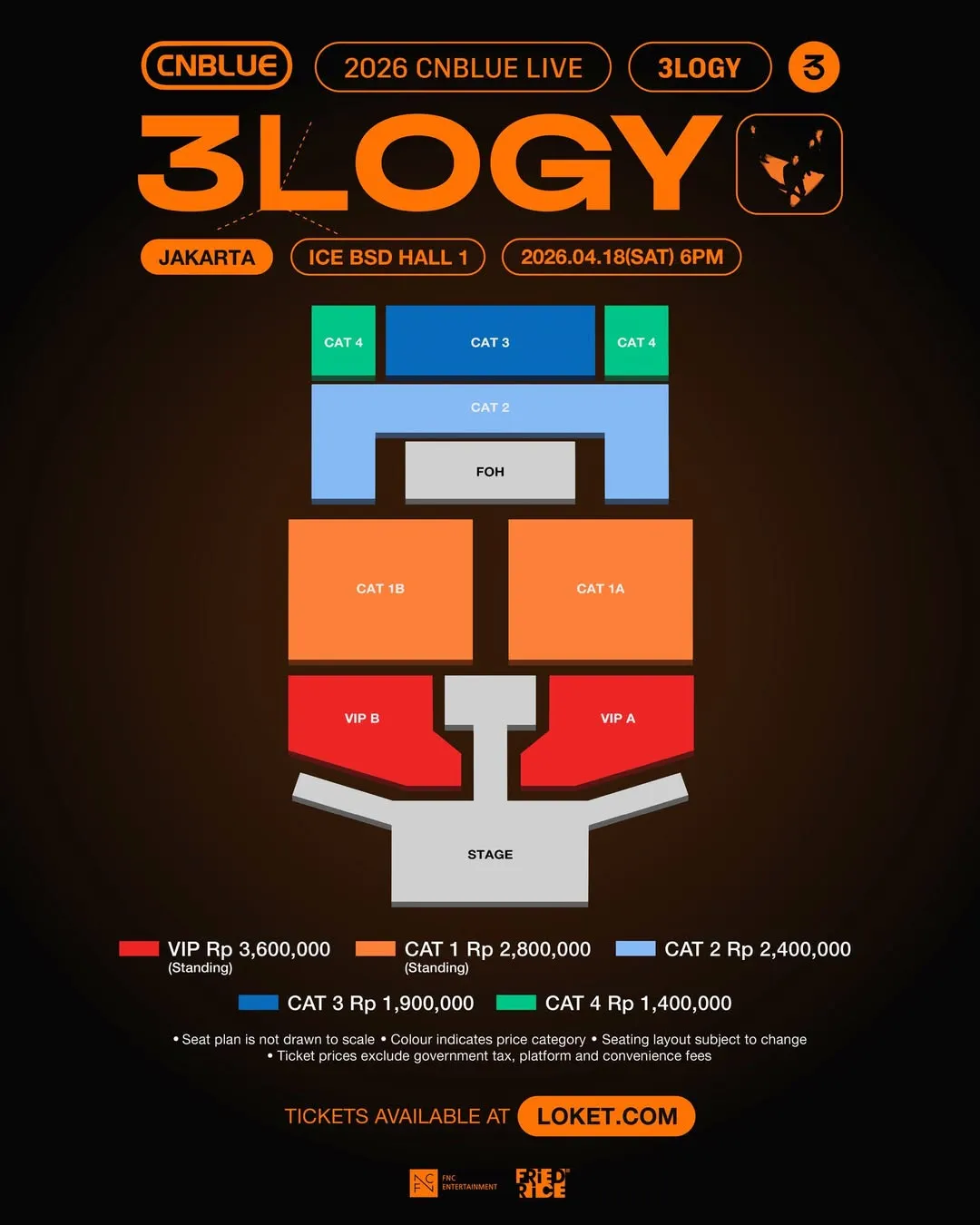 Seat Plan Konser CNBLUE Jakarta 2026 (credit: instagram.com/friedrice.live)