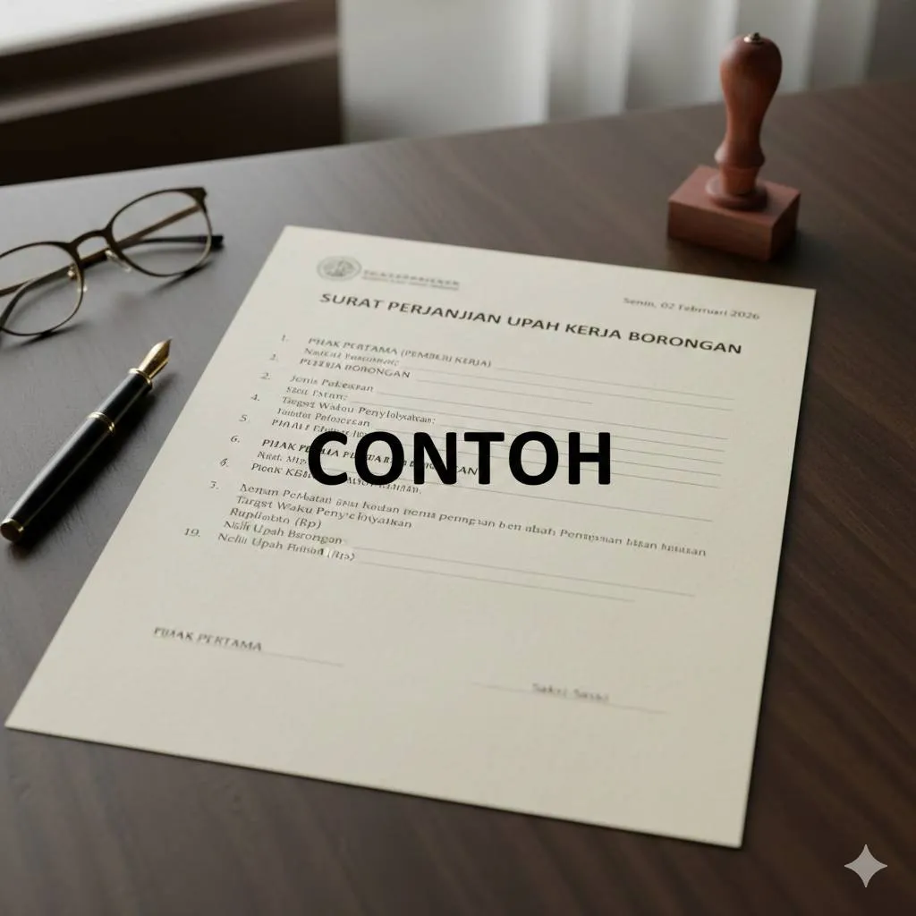 Format dan Struktur Surat Perjanjian Upah Kerja Borongan (c) Ilustrasi AI