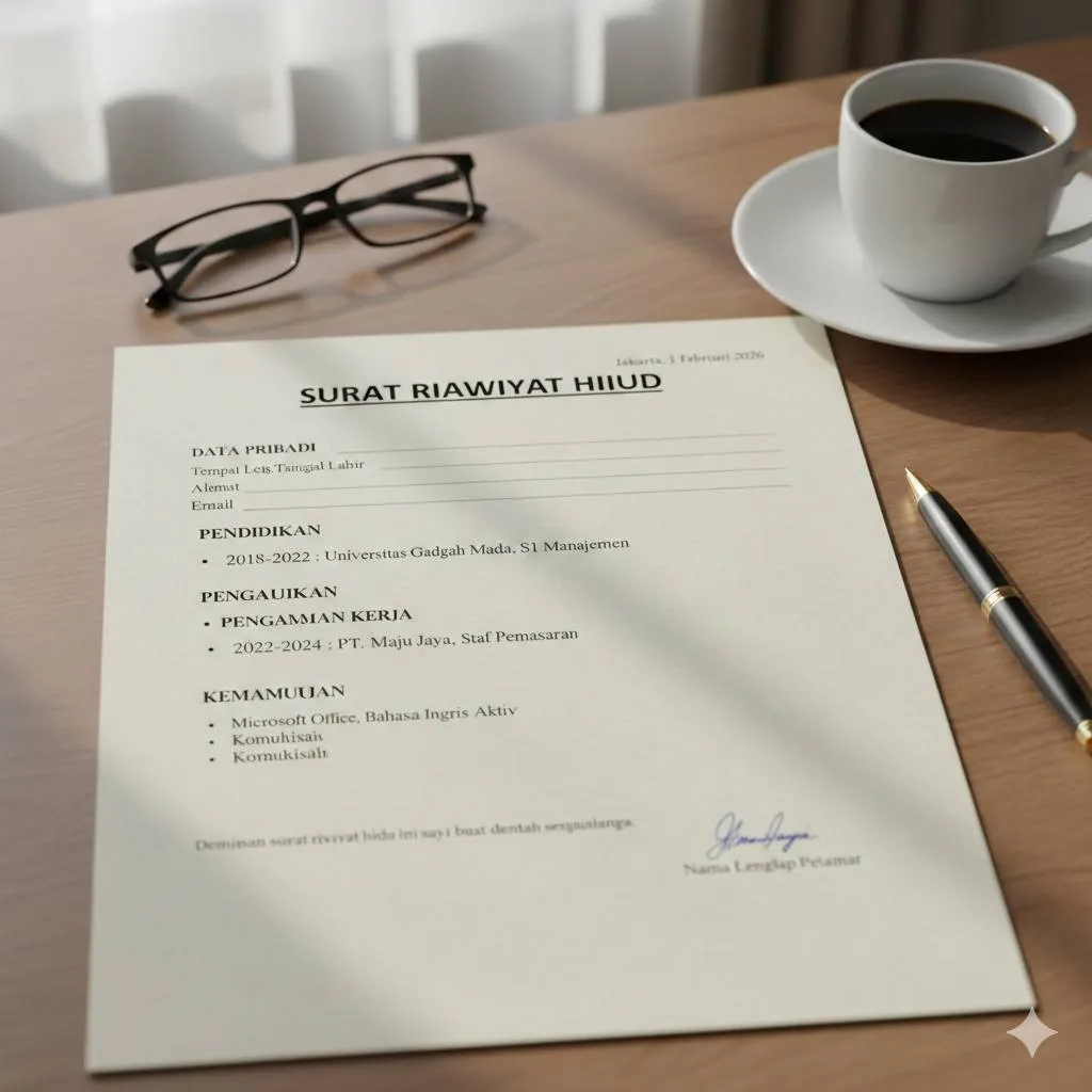 Format Penulisan Surat Riwayat Hidup yang Efektif  (c) Ilustrasi AI