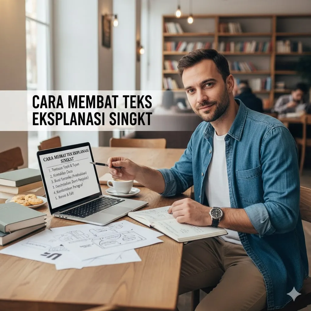 Pengertian dan Karakteristik Teks Eksplanasi (c) Ilustrasi AI