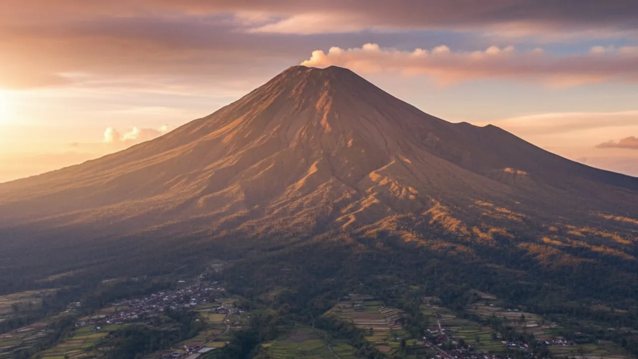 Persebaran Gunung di Kepulauan Indonesia (c) Ilustrasi AI