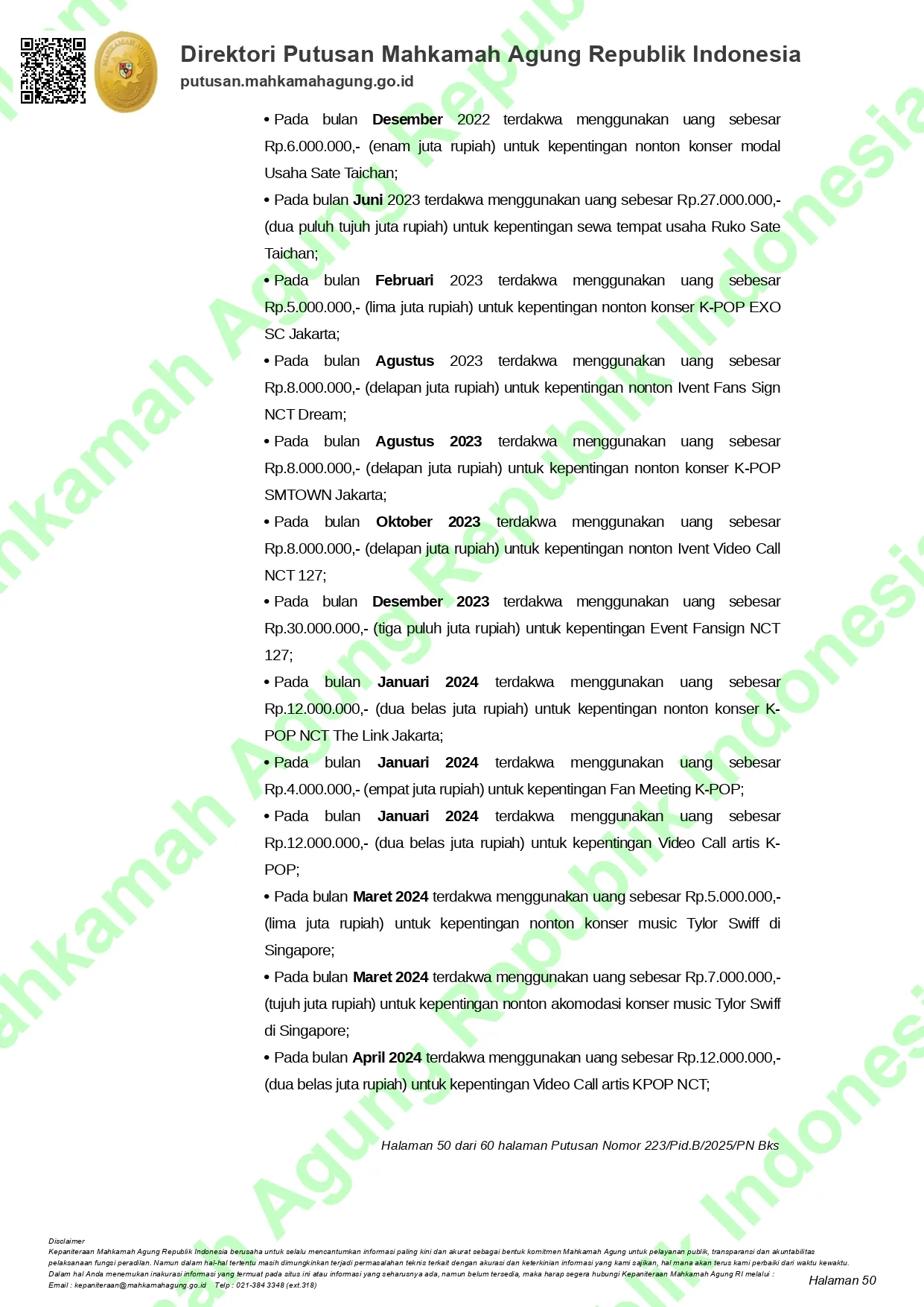 Seorang fans K-Pop lakukan penggelapan uang. / source: putusan3.mahkamahagung.go.id