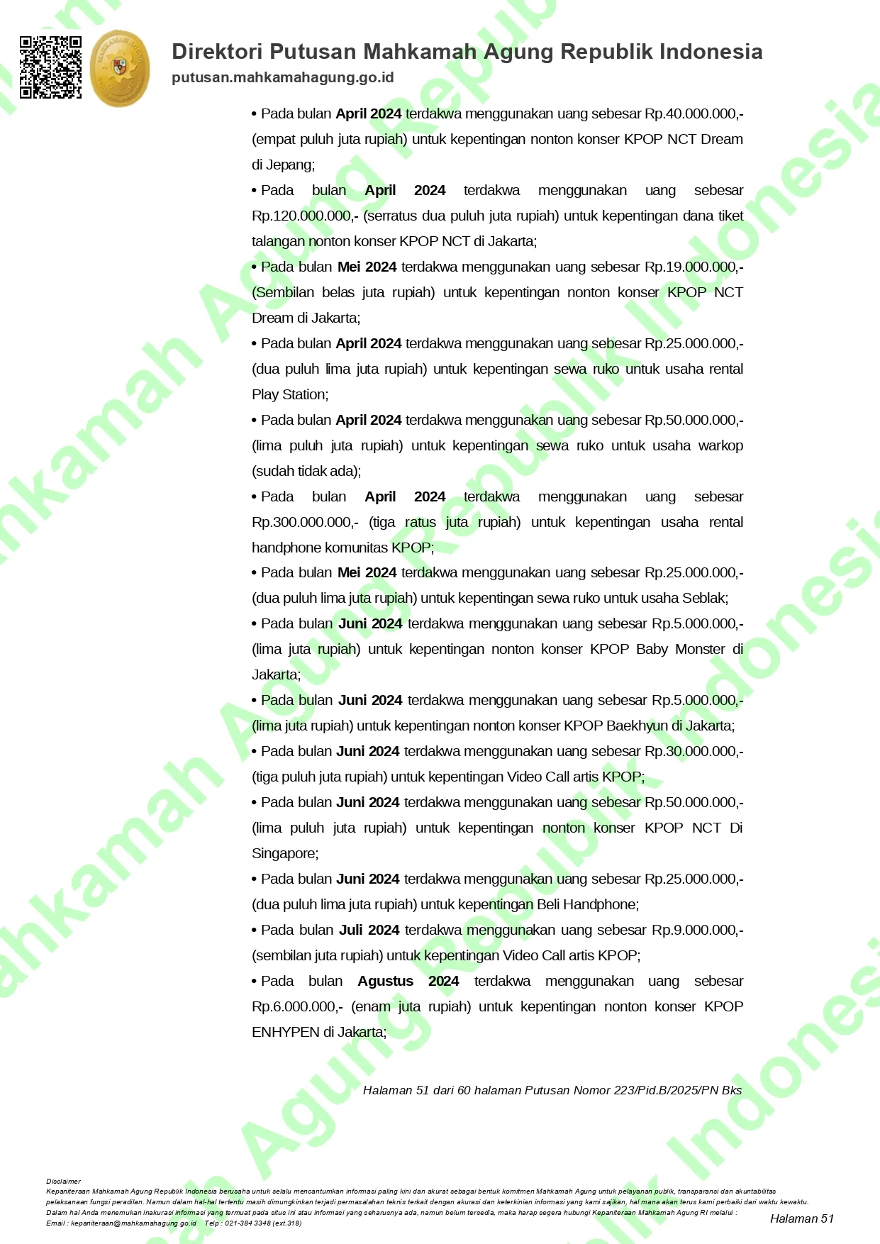 Fans K-Pop asal Indonesia gunakan uang perusahaan untuk kepentingan fangirling. / source: putusan3.mahkamahagung.go.id