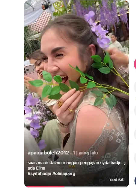 Elina Joerg tampil dengan busana nuansa hijau (credit: tiktok.com/@apaajaboleh2012/)
