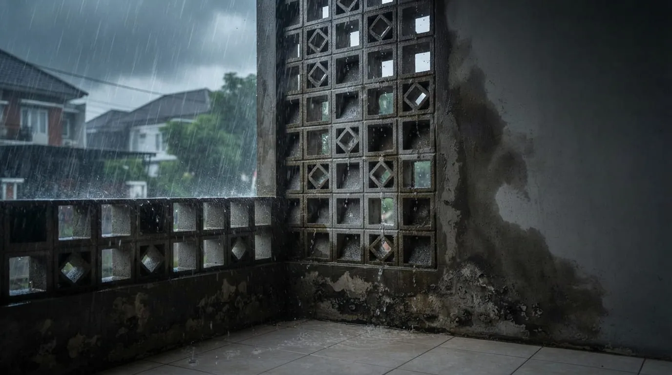 Porositas Tinggi pada Material Roster Tanpa Lapisan Waterproofing. Foto: AI Generated
