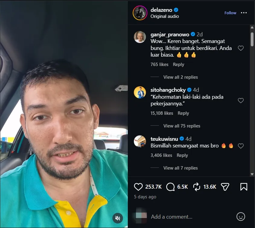 Daniel Ekaputra didukung para publik figur (instagram.com/delazeno)