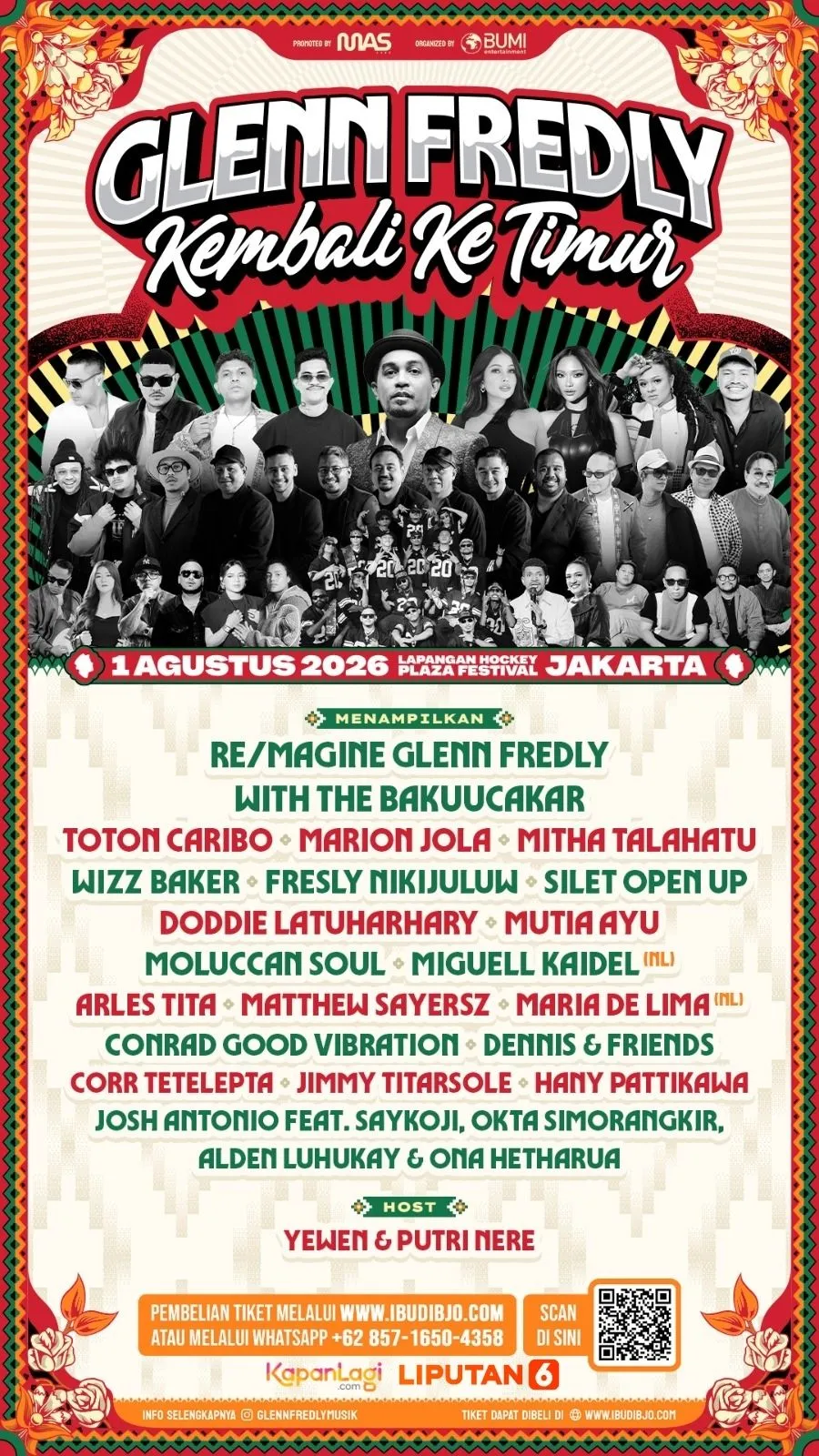 Poster konser  'Glenn Fredly Kembali ke Timur'. (bumientertainment)