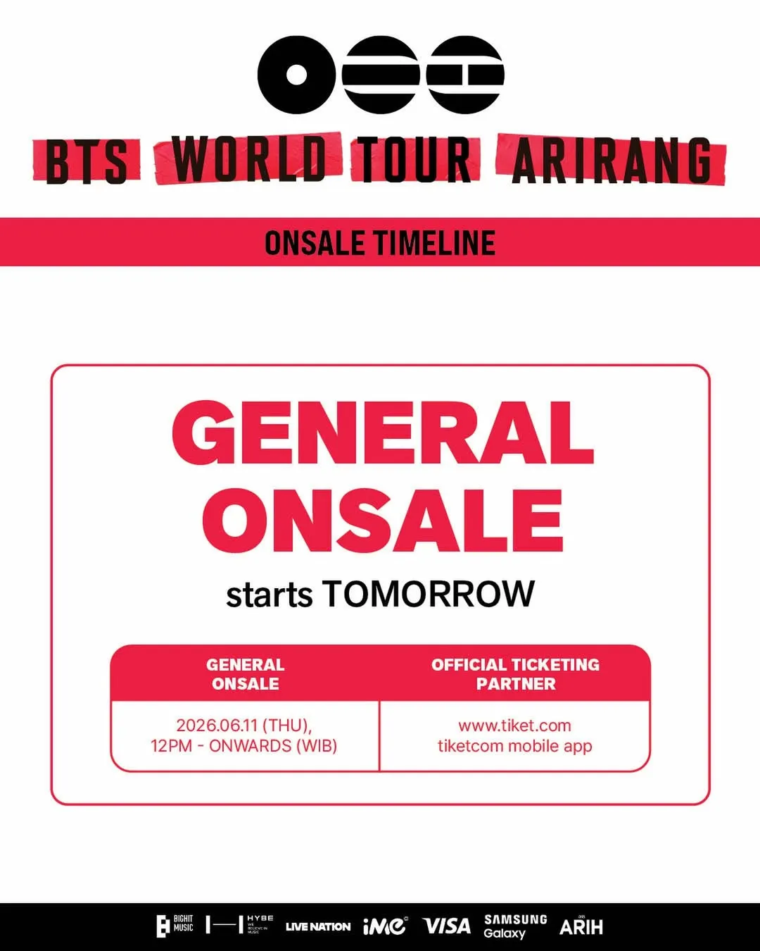 GENERAL ONSALE BTS WORLD TOUR ‘ARIRANG’ IN JAKARTA (c) instagram.com/ime_indonesia