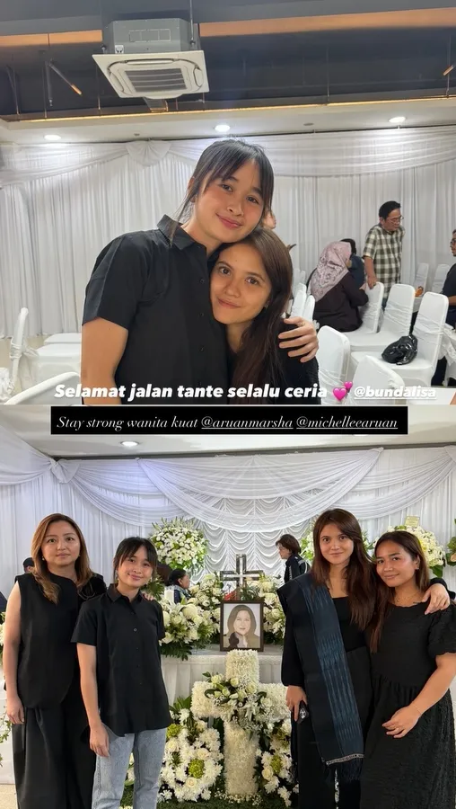 Gritte Agatha dan Marsha Aruan di rumah duka © instagram.com/gritteagathaa