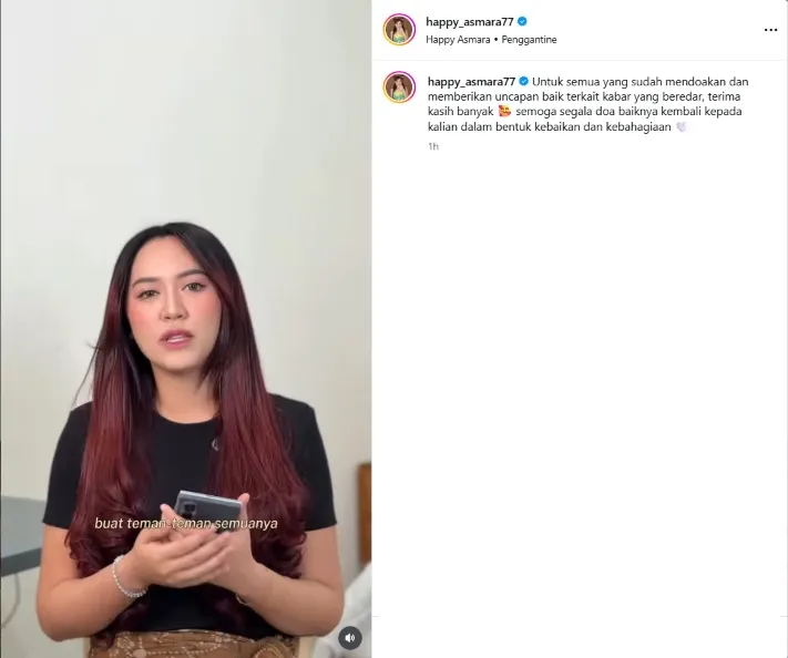 Happy Asmara klarifikasi soal syukuran kehamilan. (credit: instagram.com/happy_asmara77)