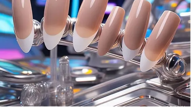 Nail Art Nude Thick French Tip Nails (sumber gambar: meta AI)