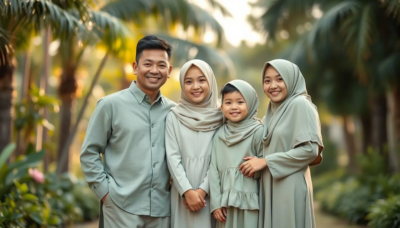 Outfit Lebaran Minimalis untuk Keluarga yang Serasi (c) Ilustrasi AI