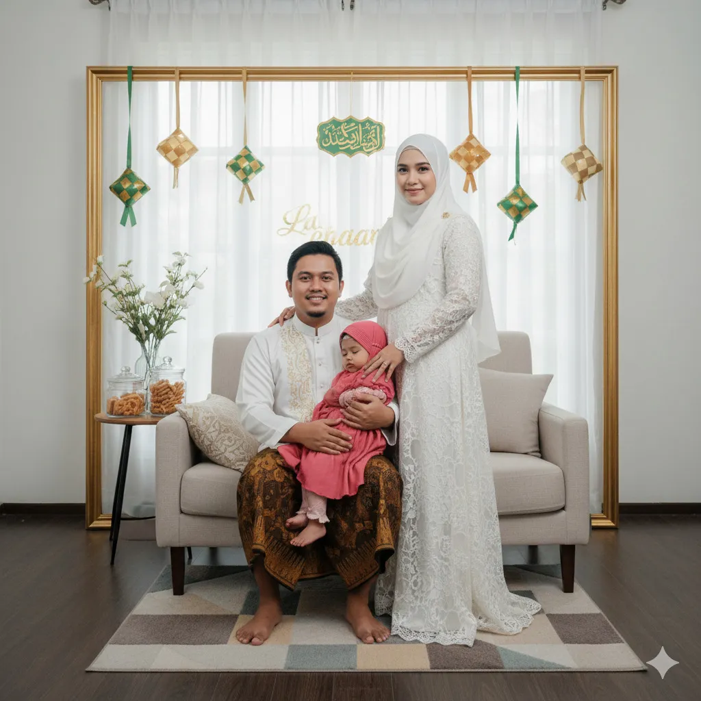 Pose Foto Keluarga Lebaran 2026/image by AI