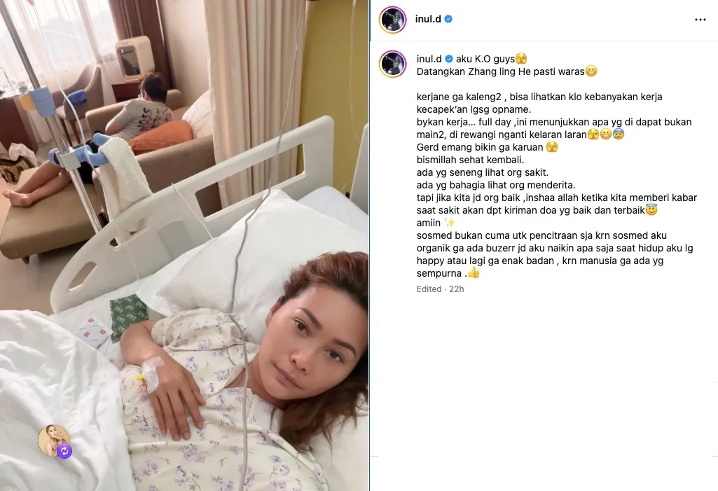 Inul Daratista ungkap alasan ia masuk rumah sakit (credit: Inul Daratista masuk rumah sakit (credit: instagram.com/inul.d)
