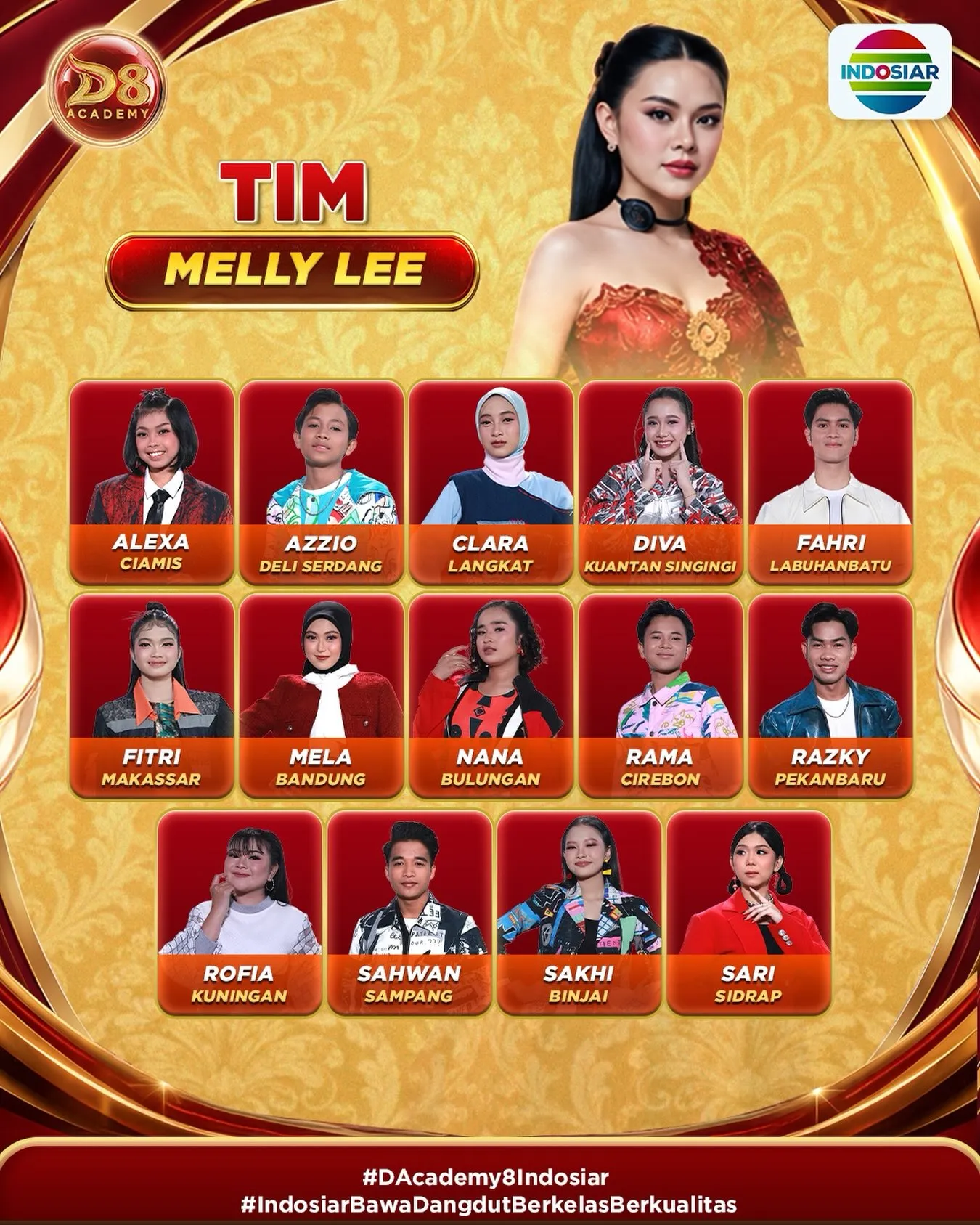 Ada 7 peserta dari Tim Melly Lee yang akan tampil pada hari Jumat (credit: Indosiar)