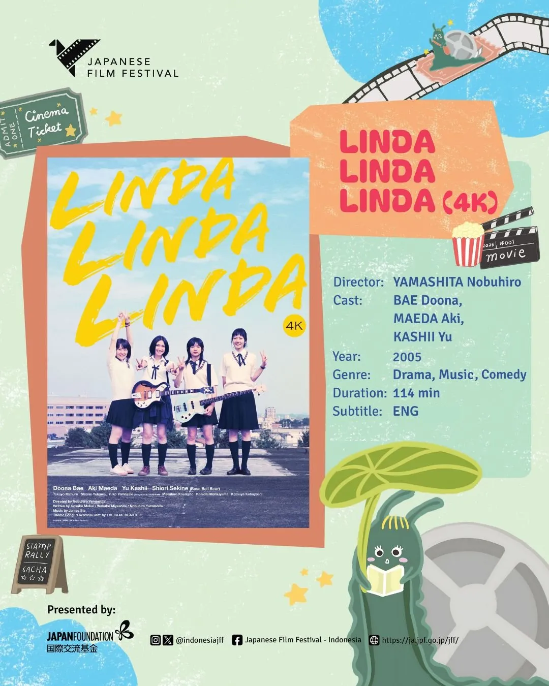 Poster Film 'LINDA LINDA LINDA' JFF 2025 Jakarta (Credit: x.com/@indonesiajff)