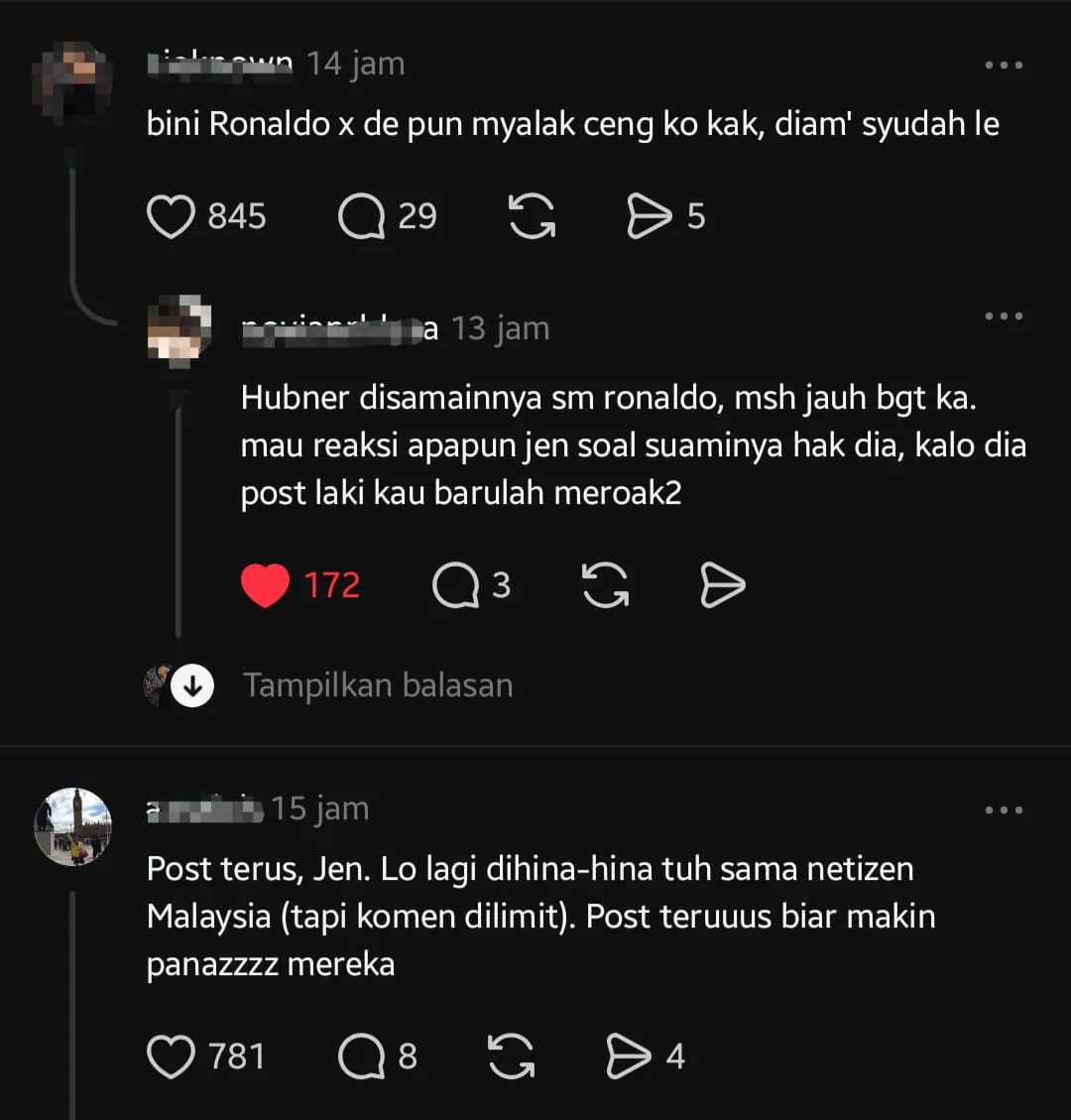 Komentar dukungan untuk Jennifer Hubner.