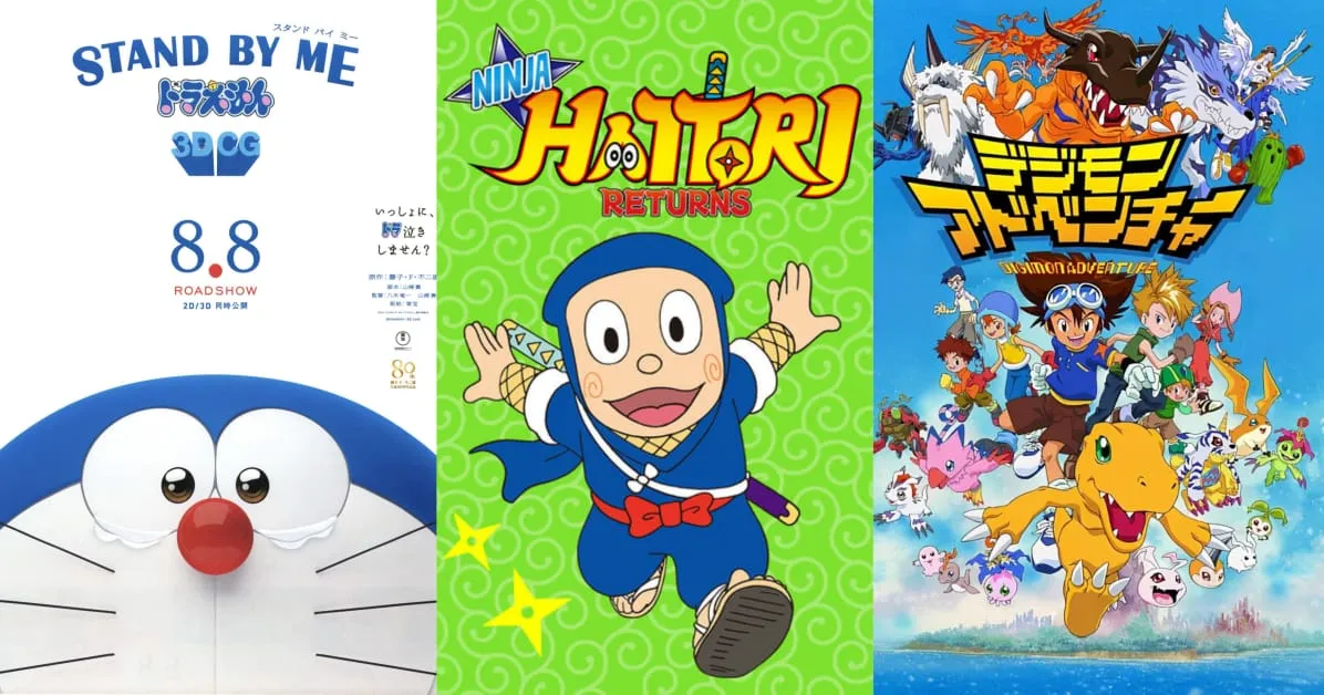 Poster Doraemon, Ninja Hattori, dan Digimon Adventure (Credit: IMDb)