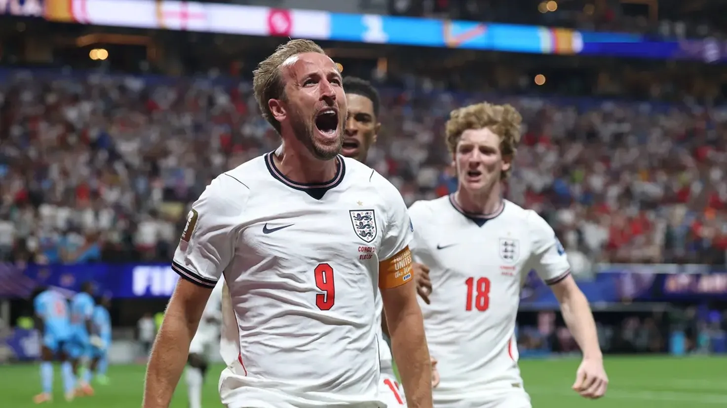 Gol Harry Kane menjadi pembuka kemenangan Inggris dalam pertandingan melawan RD Kongo di Atlanta Stadium, Atlanta, Georgia t. (Richard Pelham/Getty Images/AFP)