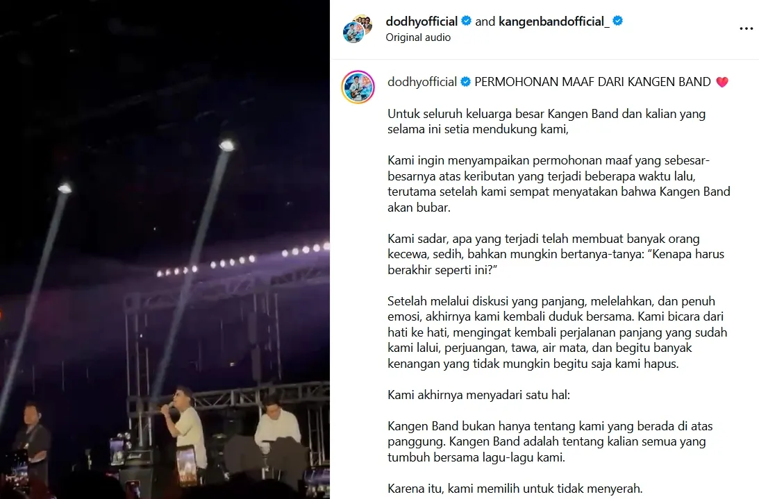 Kangen Band di panggung bersama © instagram.com/dodhyofficial