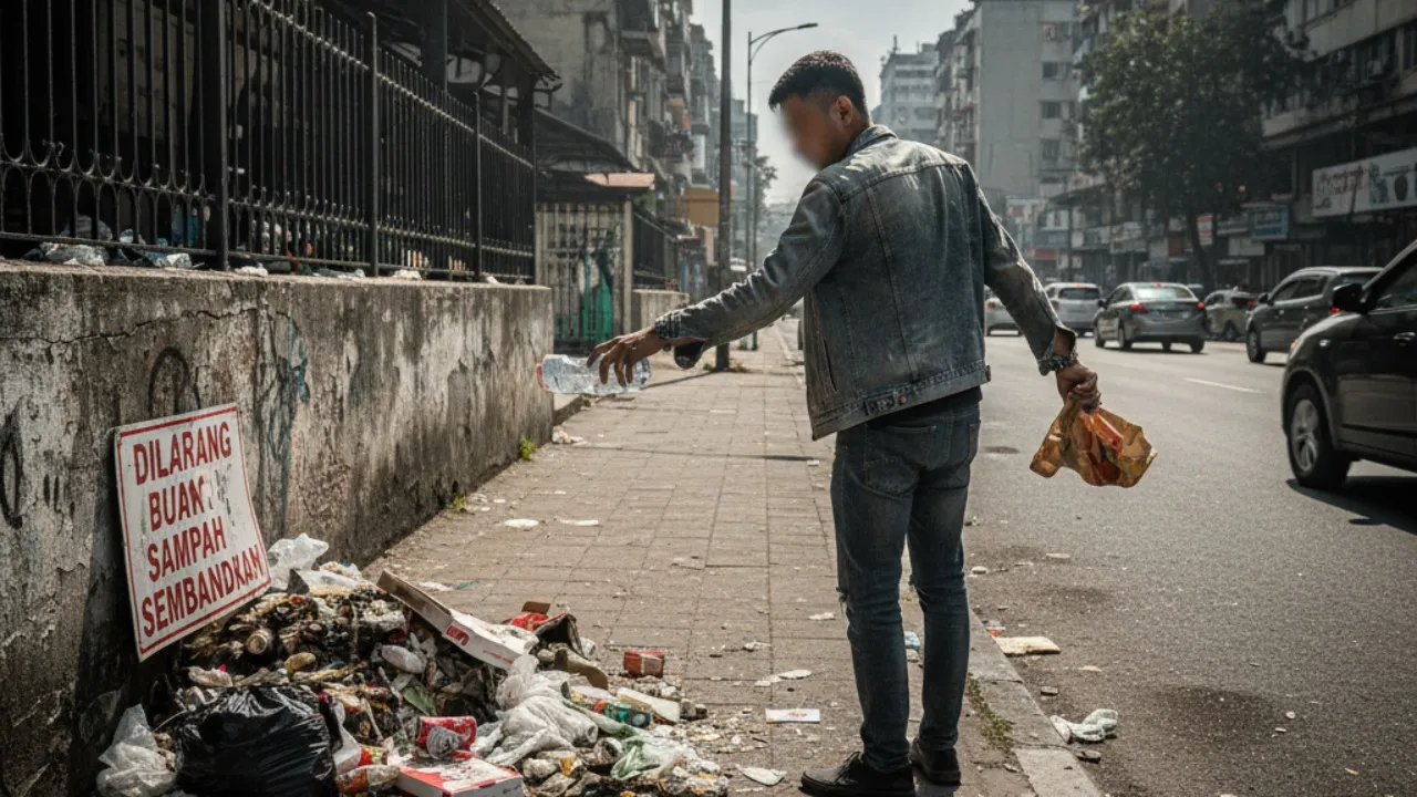 Pengertian dan Makna Kata Bijak Larangan Buang Sampah (c) Ilustrasi AI