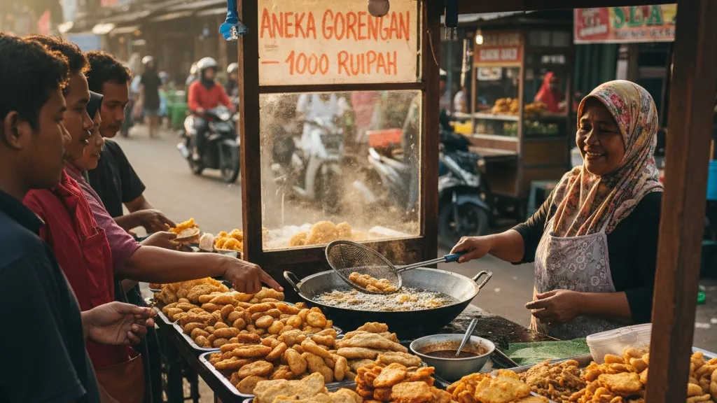 Tips Membuat Kata-Kata Lucu Tentang Gorengan Sendiri (c) Ilustrasi AI