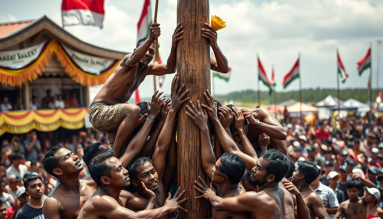 Kumpulan Kata-Kata Panjat Pinang Keren yang Lucu (c) Ilustrasi AI