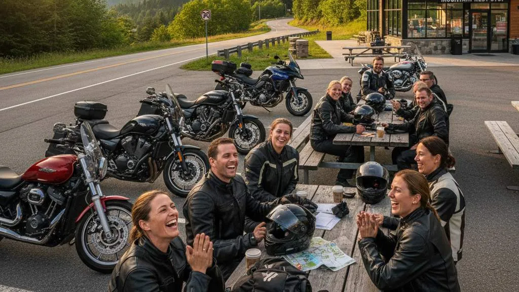 Kata-Kata Touring Lucu tentang Persaudaraan Bikers (c) Ilustrasi AI