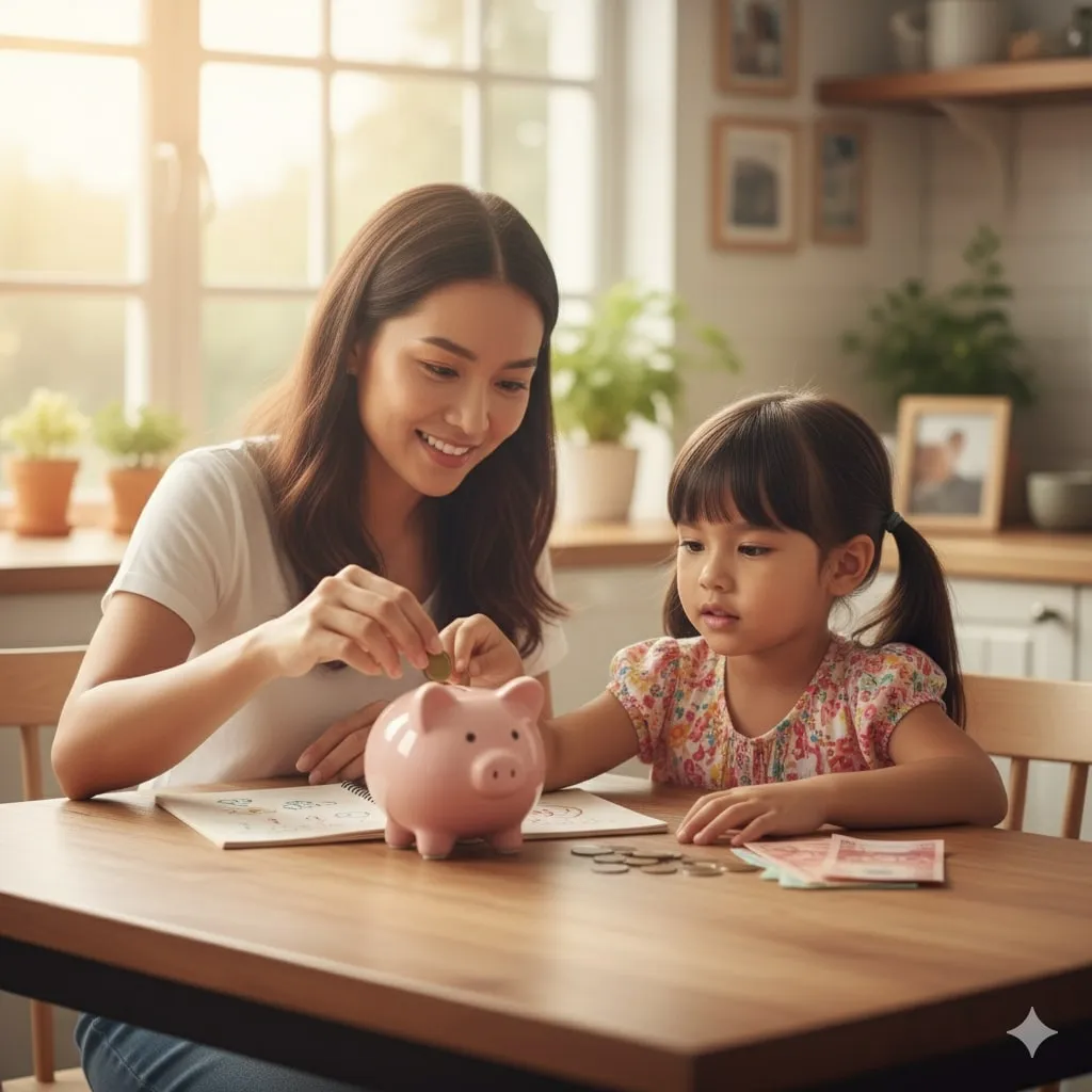Pengertian dan Makna Kata Mutiara Menabung untuk Anak-Anak  (c) Ilustrasi AI