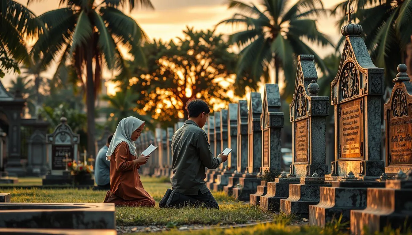 Waktu dan Etika Mengucapkan Kata Mutiara Ziarah Kubur (c) Ilustrasi AI