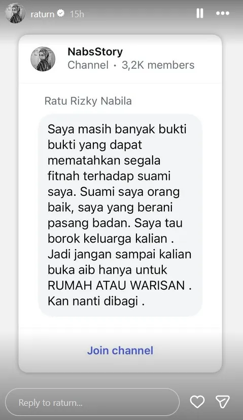 Ratu Rizky Nabila ungkap bukti © instagram/raturn
