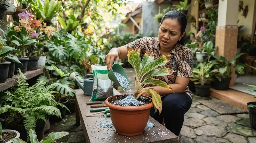 Terlalu Sering dan Dosis Berlebihan Pupuk. (AI Generated)