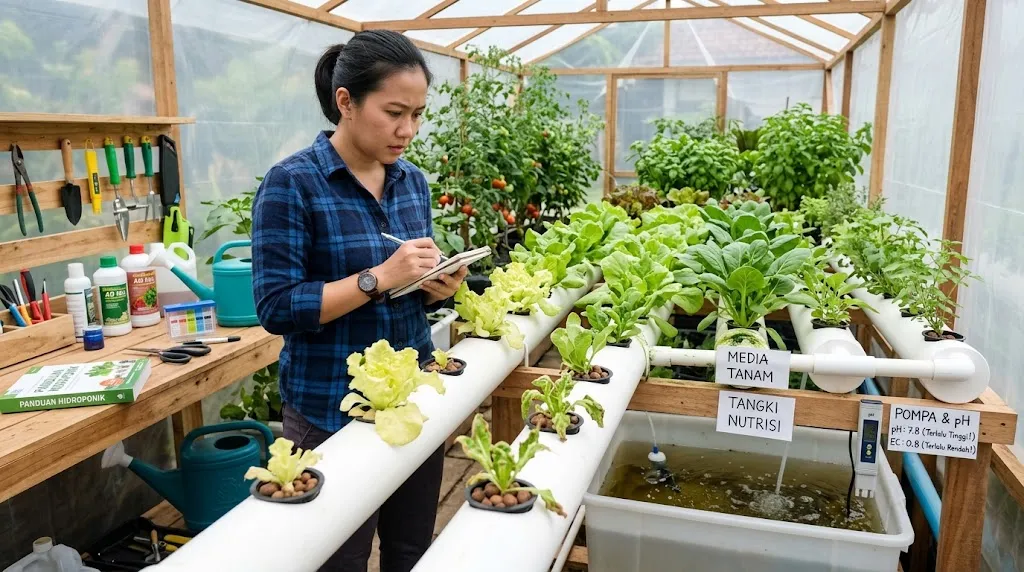 Kesalahan Pemula Saat Menanam Sayur Hidroponik (AI Generated)