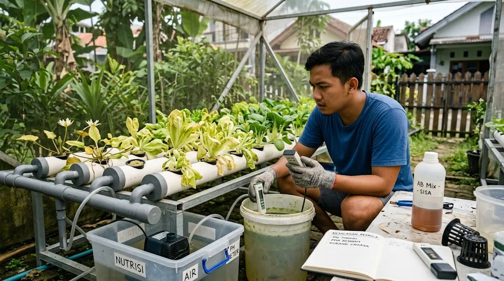 Kesalahan Pemula Saat Menanam Sayur Hidroponik (AI Generated)