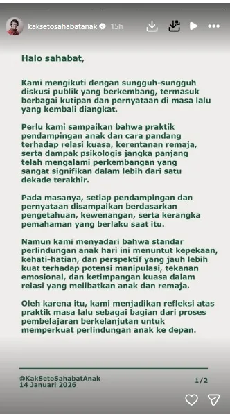 Klarifikasi Kak Seto - instagram.com/kaksetosahabatanak