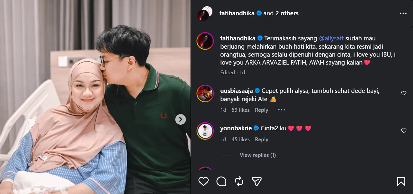 Rekan komika Ate ramai beri selamat (Instagram.com/fatihandhika)