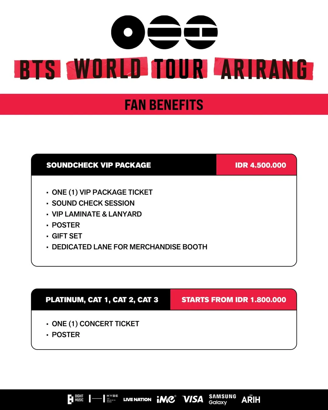 Info Fan Benefits Konser BTS (c) instagram.com/ime_indonesia